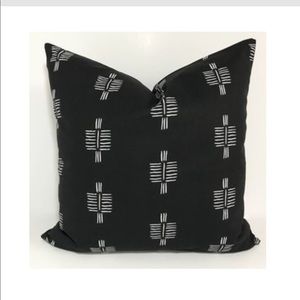 Black Pillow with Printed Tribal/Mudcloth Pattern